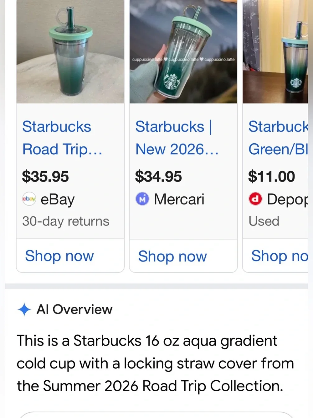 #3113*Starbucks Green Ombre Reusable Cold Cup with Mint Lid and Straw